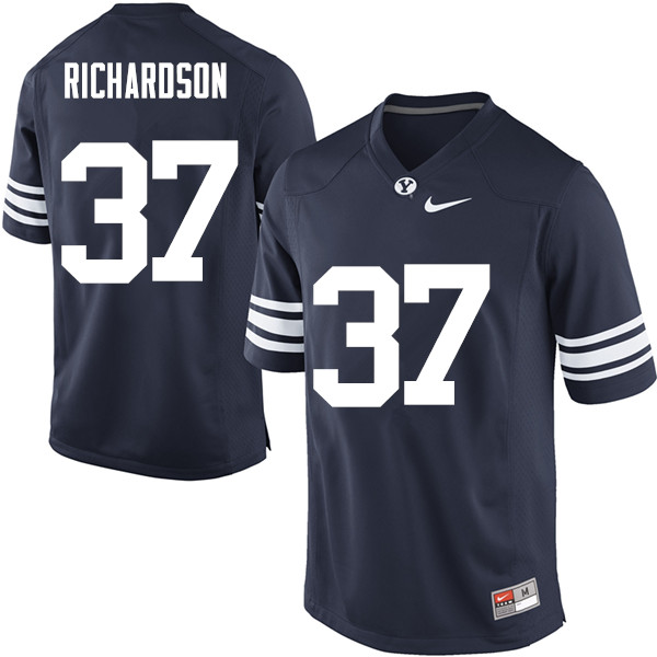 Men #37 Creed Richardson BYU Cougars College Football Jerseys Sale-Navy